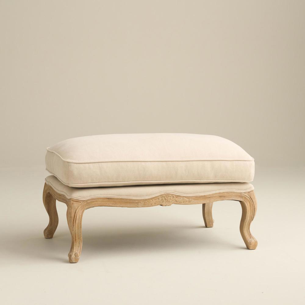 Sienna Beau Linen Footstool, Weathered Oak / Natural
